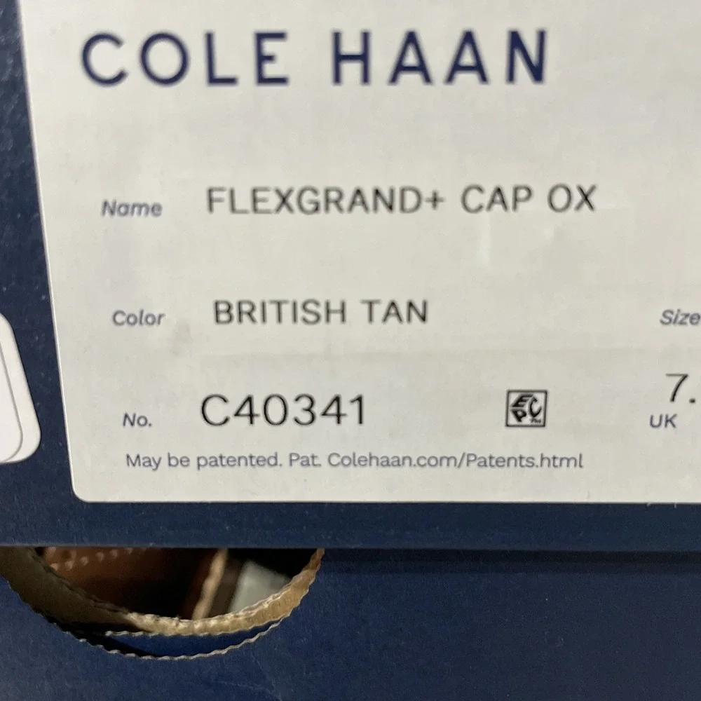 Cole Haan FlexGrand + Cap Toe Oxford Men's Sz 8.5 British Tan Leather NIB C40341